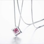 Birthstone Necklace/Earring 925 Sterling Silver Women Cross/3D Cube/Cresent Moon Birth Stone Jewelry Mens Birthday Gift Anniversary Present - Image 2